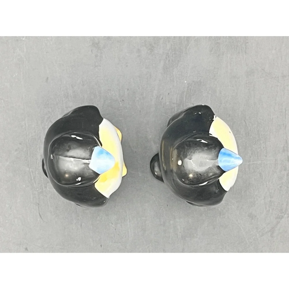 Penguin Salt & Pepper Shakers Vtg Pair Made‎ in Japan Ceramic Blue Beak 3